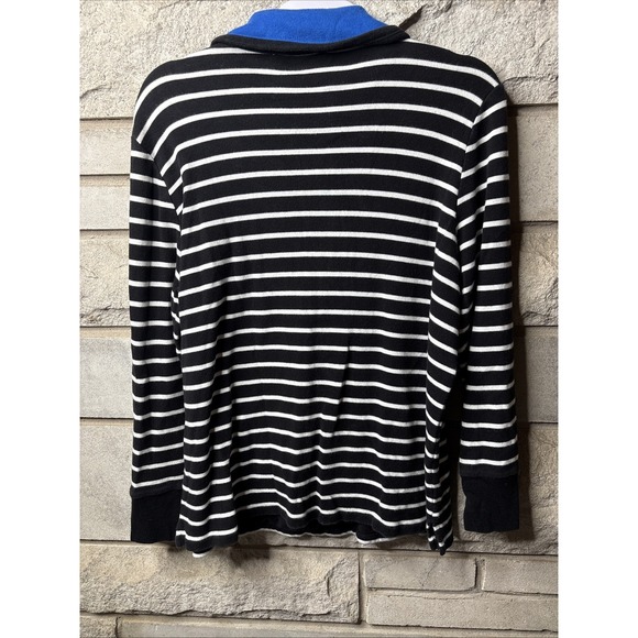 Jones New York Women's Collared Sweatshirt Black and White - Picture 7 of 8